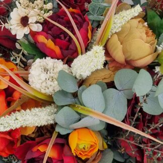 Close up of preserved foliage and silk flower bouquet - Flowergirl NZ