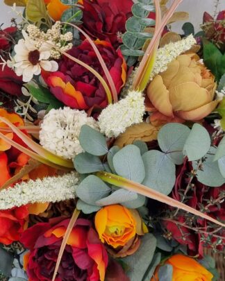 Close up of preserved foliage and silk flower bouquet - Flowergirl NZ